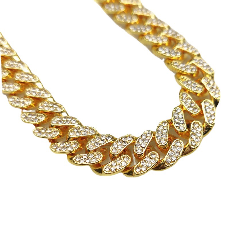 New Zinc Alloy Trendy Style 13mm Wide Popular Hip-Hop Cuban Chain Big Gold Chain Direct from the Manufacturer
