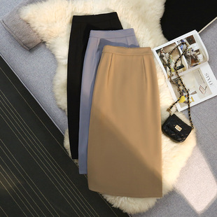 Suit Skirt Mid-length Women's 2025 Spring and Autumn Base High Waist Business Wear A- shaped Hip Skirt Split Slim