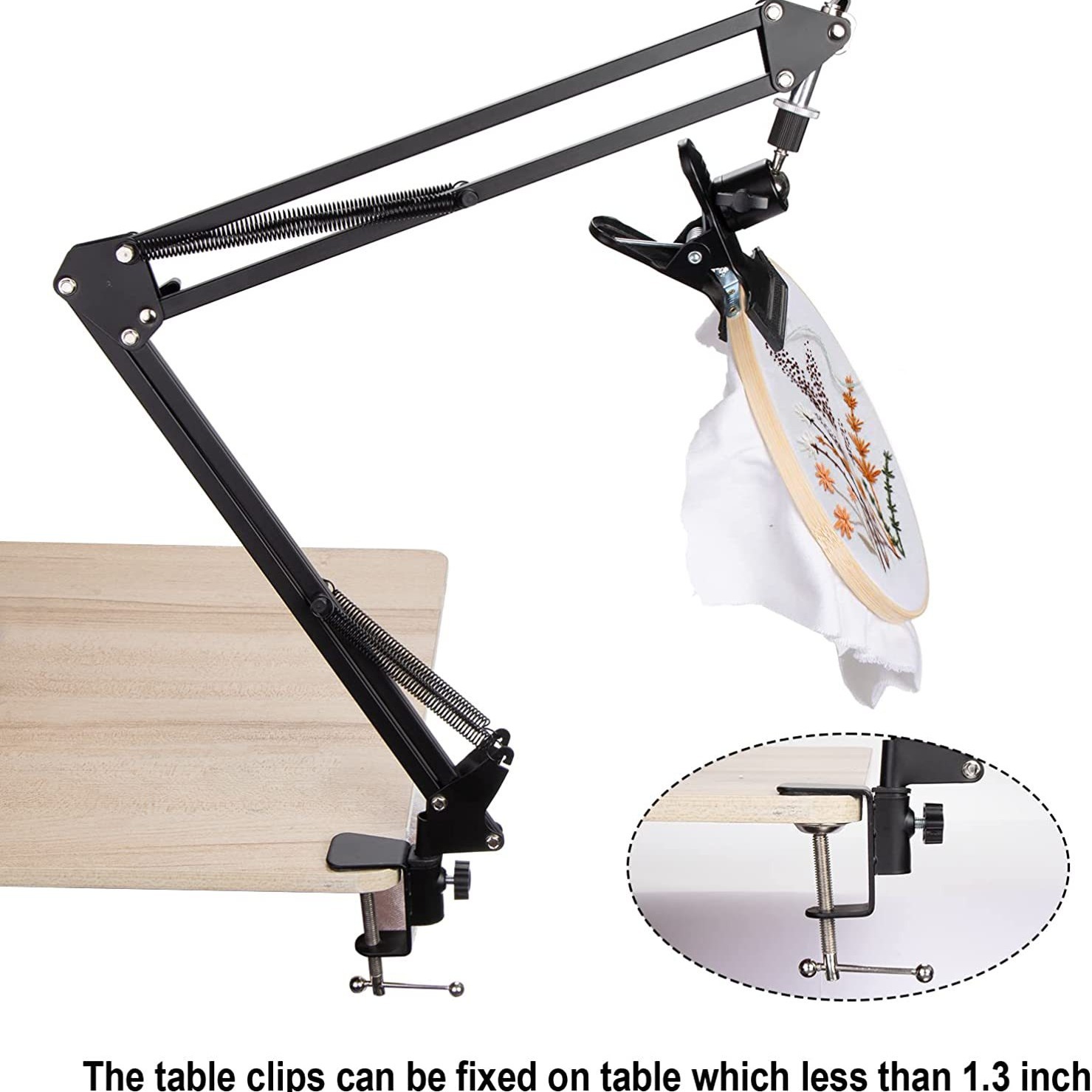 Ajustable de metal bordado aro soporte plegable bordado aro soporte universal de metal PTZ fuerte clip de escritorio fijo