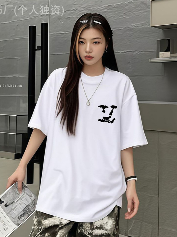 Donkey Family 正しいバージョン Yunduo フロントとバック 1v ロゴプリント半袖 L Family 男女カップルルーズコットンストリートファッション Tシャツ|undefined