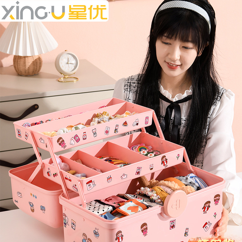 Children's Hair Accessories Storage Box Girls' Hairpin Rubber Band Headdress Headline Little Girl's Hairpin Baby Jewelry Jewelry Box