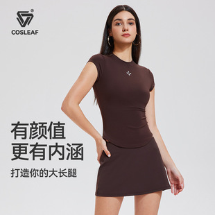 Spring and Summer New Fashion Slim Sports Leisure Fitness Short-Sleeved Yoga Running Short Skirt Pants Suit A1124