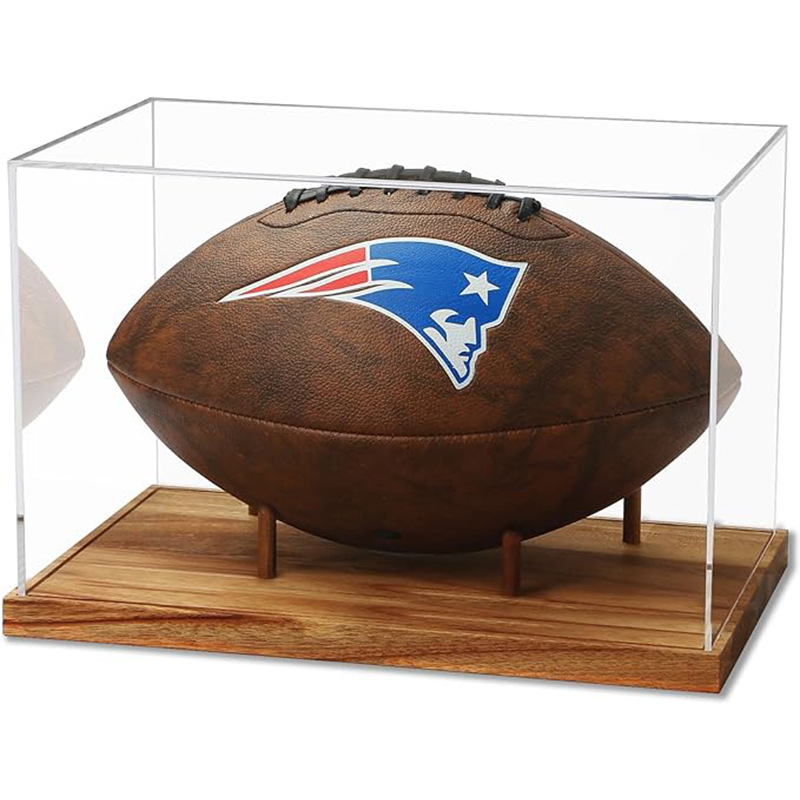 足球展示柜亚克力透明盒带木架防紫外线纪念品支架足球迷体育收藏