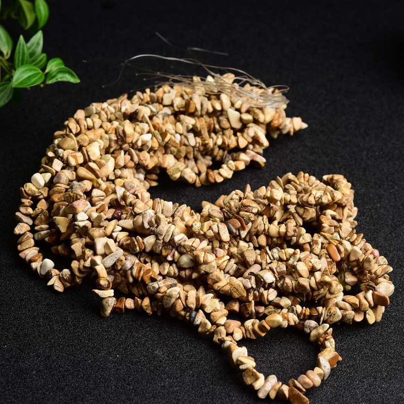 천연 그림 돌 자갈 긴 끈 자갈 5-7mm 길이 약 85cm