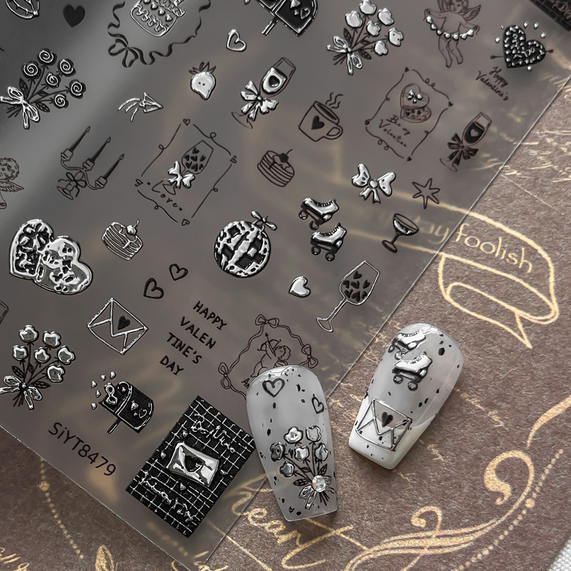 Ant Pattern Design Valentine's Day Nail Stickers Dark Sweet Cool Style Envelope Nail Stickers Bouquet Nail Decorations YT8479 Ant Pattern Design Valentine's Day Nail Stickers Dark Sweet Cool Style Envelope Nail Stickers Bouquet Nail Decorations YT8479