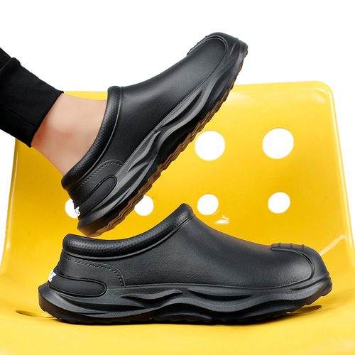 Men's Rain Boots Autumn New Black Waterproof Oil-Resistant Chef Shoes with Removable Insoles, Soft Sole, Non-Slip, Office Work Safety Shoes