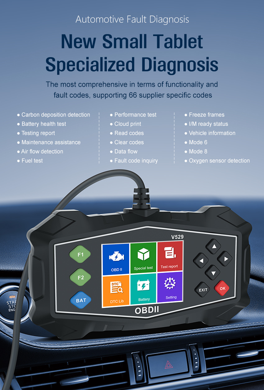 V529 car diagnostic tool OBD fault diagnosis decoder code reader car repair tool fault code clear tool