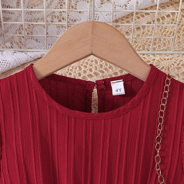 summer fashionable solid color dress with a round collar