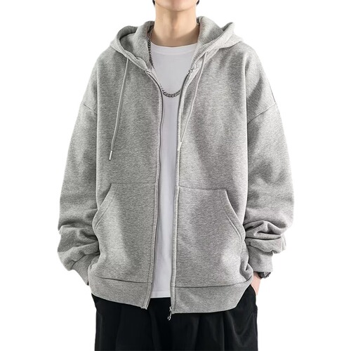 Men's Cozy Fleece Hooded Sweatshirt, Autumn/Winter Trend Loose-Fit Outerwear, Youth Fashion Solid Color Casual Hooded Sweatshirt