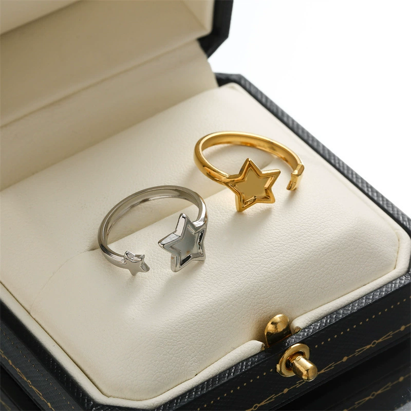 Fashionable ring stainless steel, does not fade, 750 sample gold, light luxury style