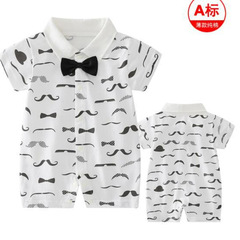 Doloc Import and Export Direct Sale 2022 New Summer Outfit for 0-4 Year Old Baby Cartoon Mustache Romper Set D