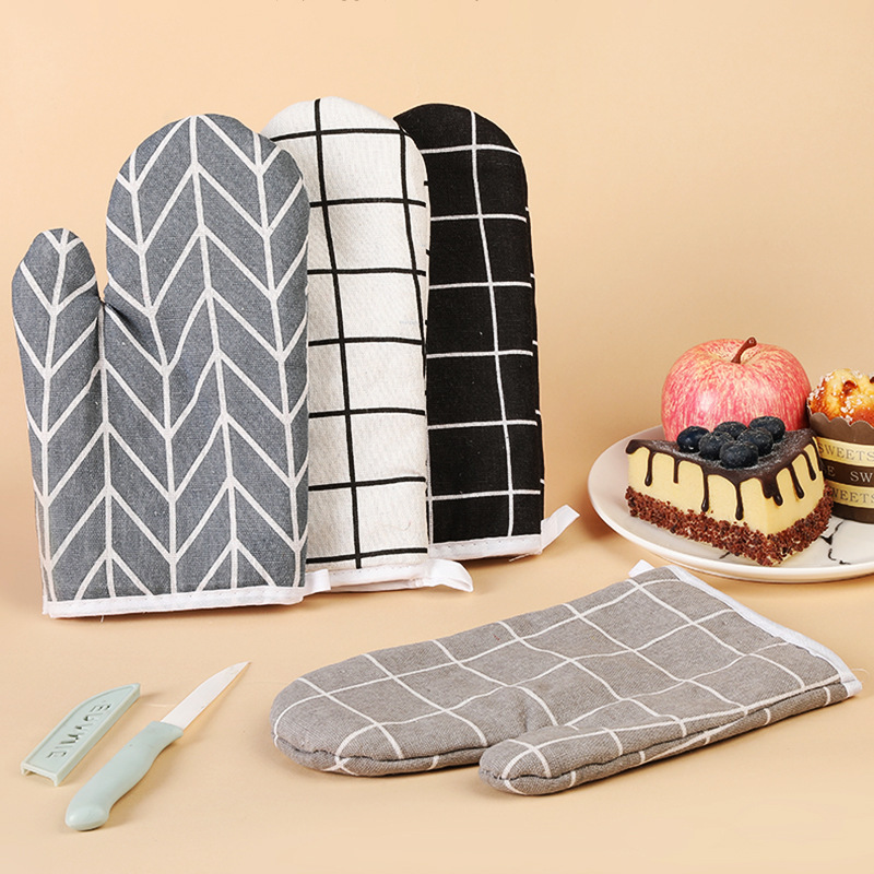 Guantes resistentes a altas temperaturas de algodón y lino para herramientas de cocina de horno de horno especial de aislamiento térmico guantes de microondas de aislamiento térmico