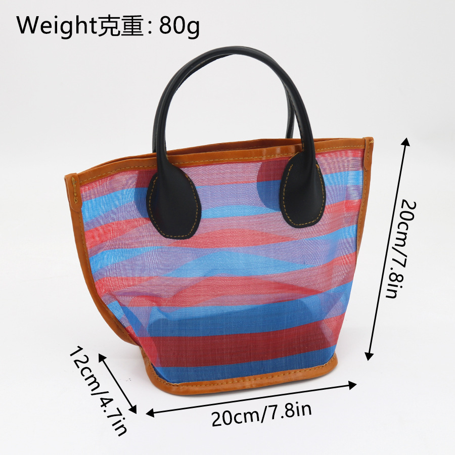 빨간색과 파란색 줄무늬 검은 토트