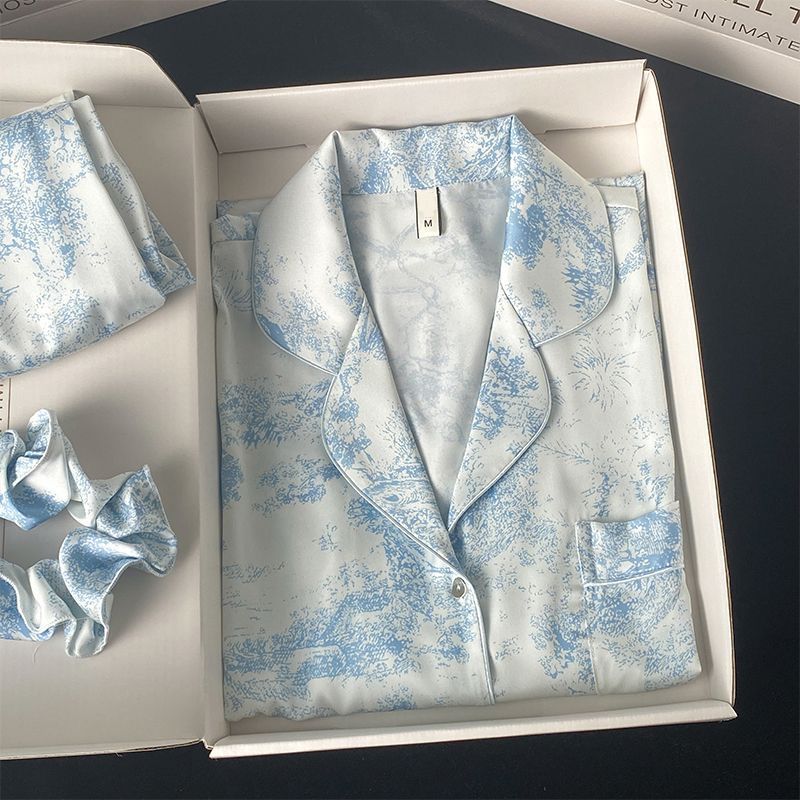 블루 잉크 페인팅 더블 롱