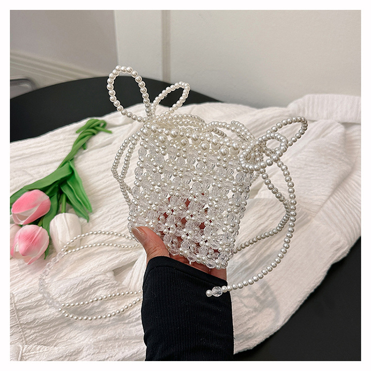 Women's Small PVC Solid Color Cute Streetwear Beading Square Open Crossbody Bag display picture 13