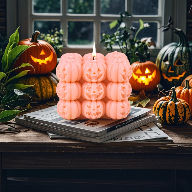 ハロウィーンのかぼちゃのルービックキューブのつまみの金型セットのアロマの手作りのろうそくのシリカゲルの膜具の拡香石の置物の卸売り|undefined