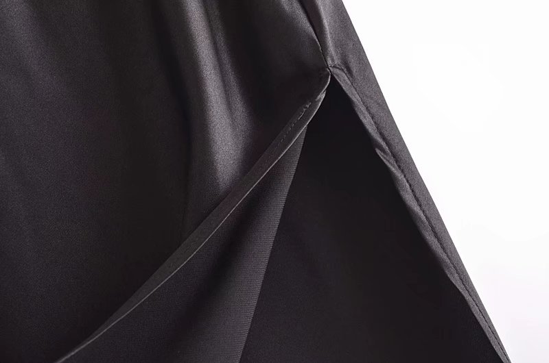 Pleated Decorative Satin Drape V Neck Sling Dress NSAM110826