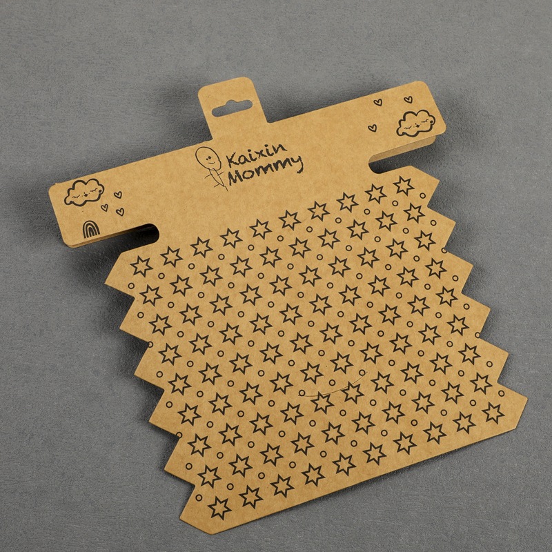 创意儿童口水巾毛巾工字纸卡印刷加厚铜版纸卡牛皮纸对折卡头吊