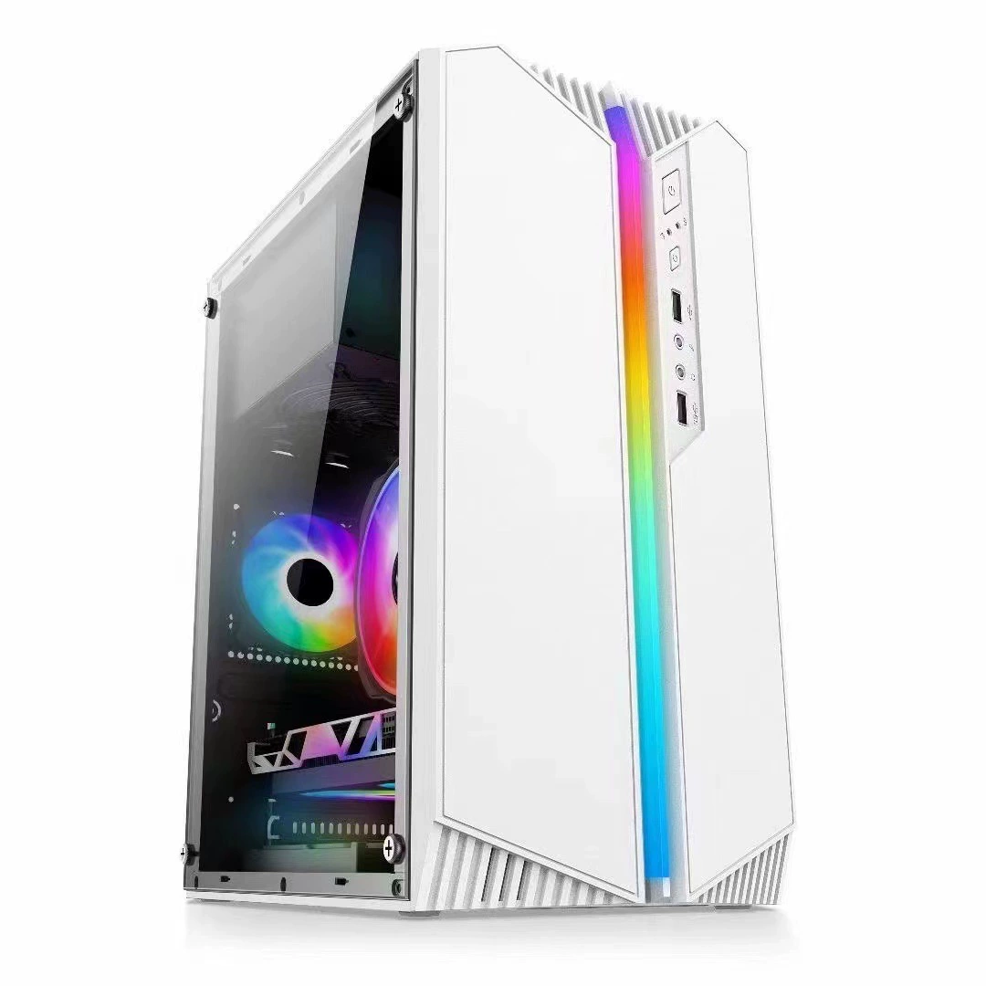 라이트 스트립 PC 케이스, 사이드 RGB 조명, mATX 및 mini-ITX 호환, 듀얼 USB 포트
