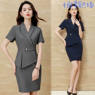 职业连衣裙长袖2024年新款设计感气质女装高端案场客服工作服夏天