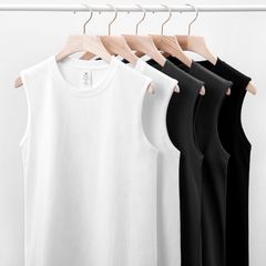 メンズ アウター アメリカン ヘビーウェイト チョッキ ノースリーブ Tシャツ ベスト メンズ 夏 フィットネス スポーツ ピュアコットン ラウンドネック ルーズ 半袖