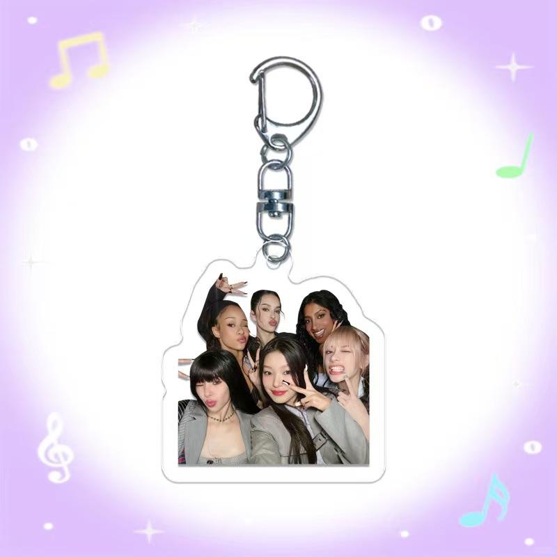 Colgante acrílico colgante llavero KATSEYE joyas DIY bolsos estrella colgante D-clip colgante regalo