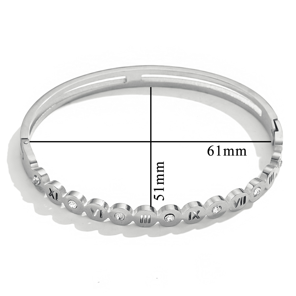 Diamante de acero inoxidable romano pulsera digital hueco diamante hebilla de las mujeres pulsera de acero inoxidable al por mayor