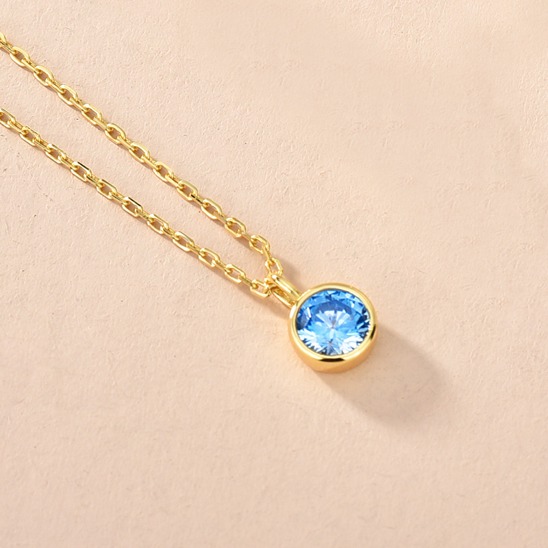 Collar de plata de ley S925 con un solo diamante, doce constelaciones, piedra natal, estilo k, joyería simple y versátil, colgante diy, cadena de clavícula