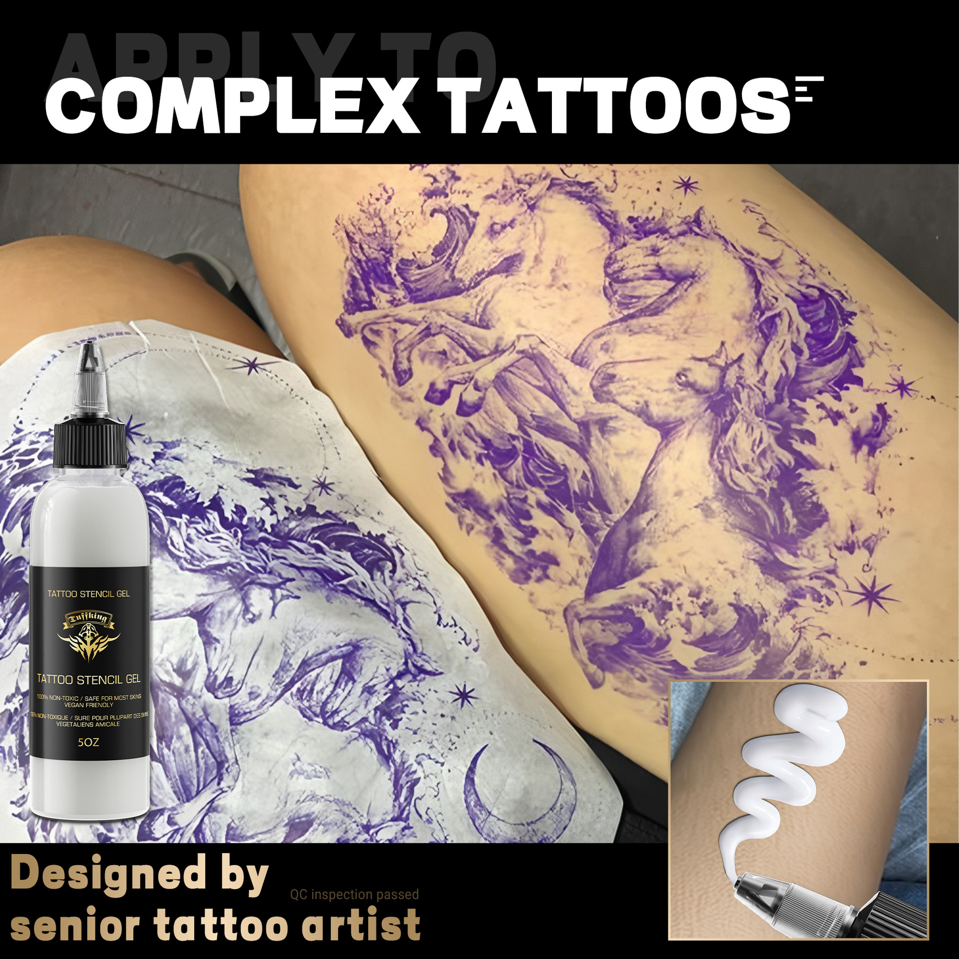 El gel de transferencia de tatuajes tuffking transfronterizo 150 ml de transferencia se puede personalizar claramente con el uso de papel de transferencia.