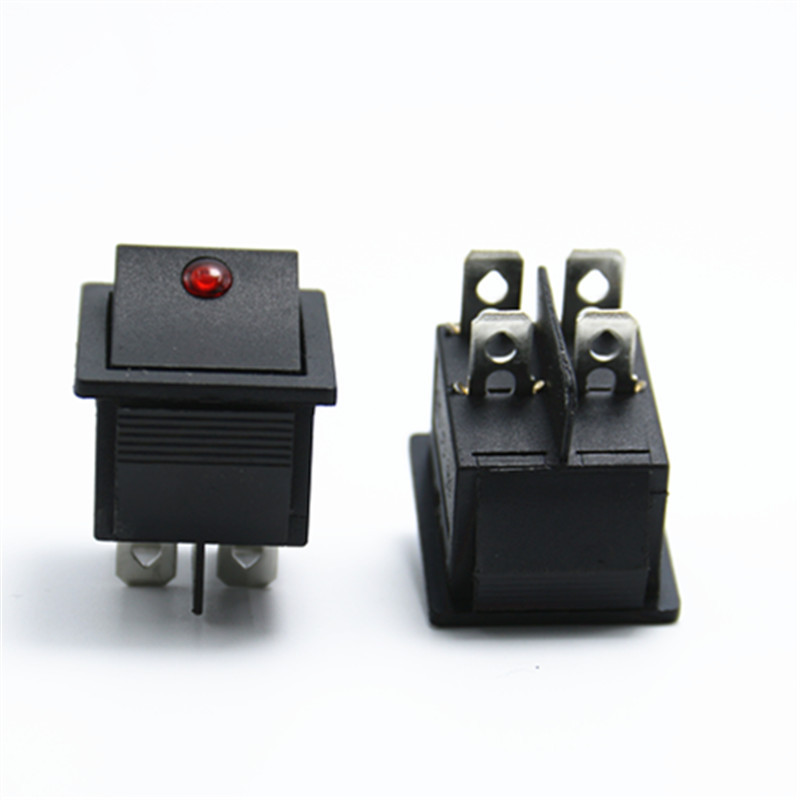 厂家直销KCD4船型开关4脚2档带灯猫眼25*31MM电源翘板开关按钮