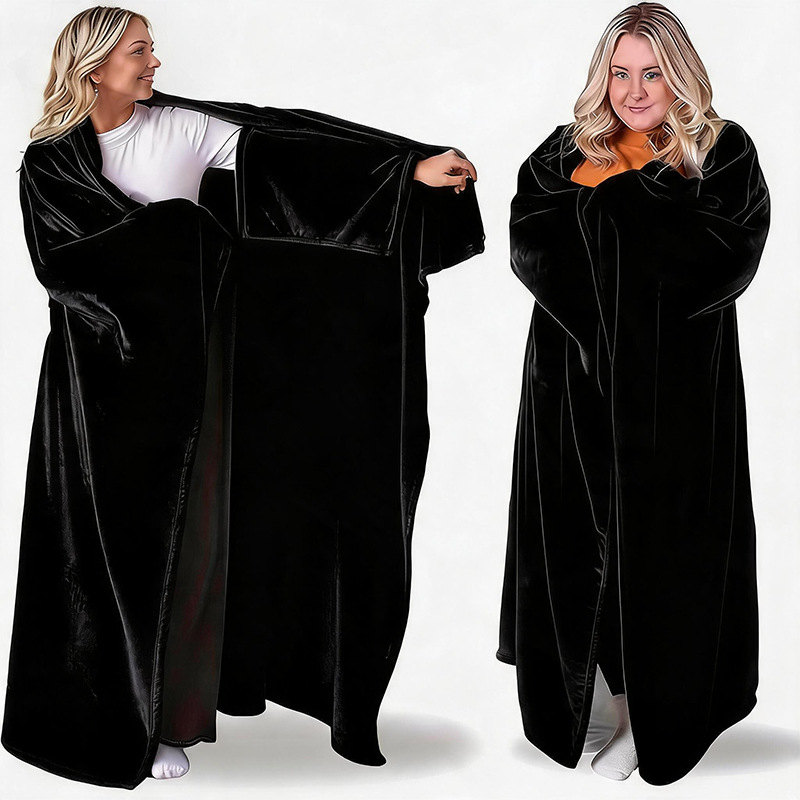 Comercio exterior personalizado mantas cálidas para vestir mantas cómodas sofá cama regalo de ropa externa capa gris suave tern