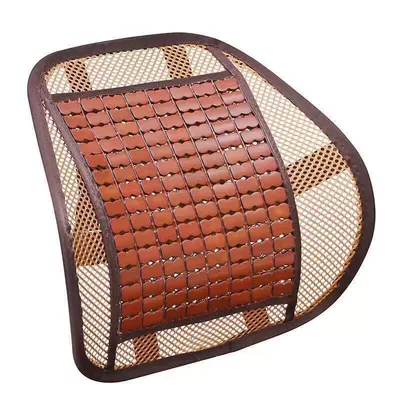 three-piece set, Seat cushion, seat cover - narrow-edge-bamboo-slices-waist-support-coffee-color