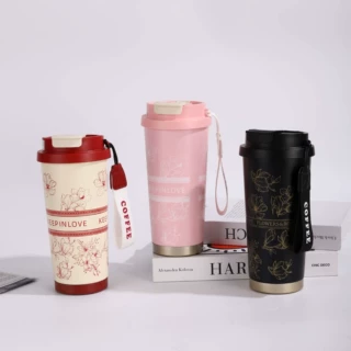 厂家批发铃兰花304不锈钢咖啡杯内胆保温杯大容量高颜值礼品水杯