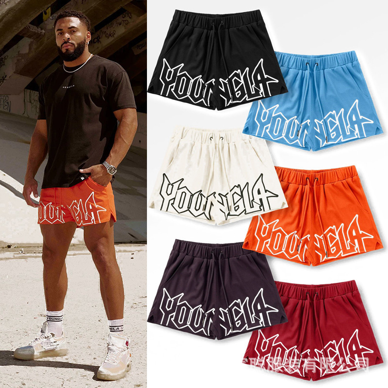 Trendy Brand YOUNG Letter Casual Shorts Men's Mesh Quick-drying Sports Riding Fitness Beach Basketball Three-point Pants Trendy Brand YOUNG Letter Casual Shorts Men's Mesh Quick-drying Sports Riding Fitness Beach Basketball Three-point Pants