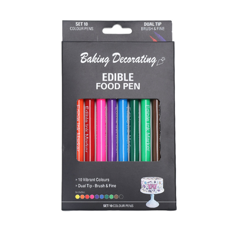 Fabricante en stock pluma de pigmento para hornear comestible fondant biscuit cake material pluma de alimentos gancho línea descripción pluma de alimentos
