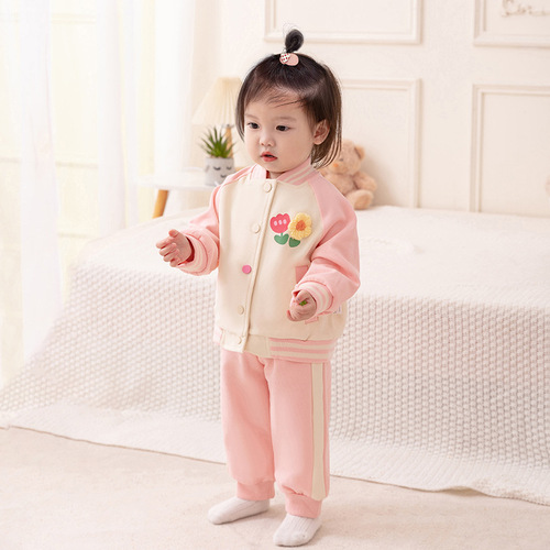 idea baby  spring and autumn suit girls clothes long-sleeved two-piece suit jacket trousers sports casual wear 3201