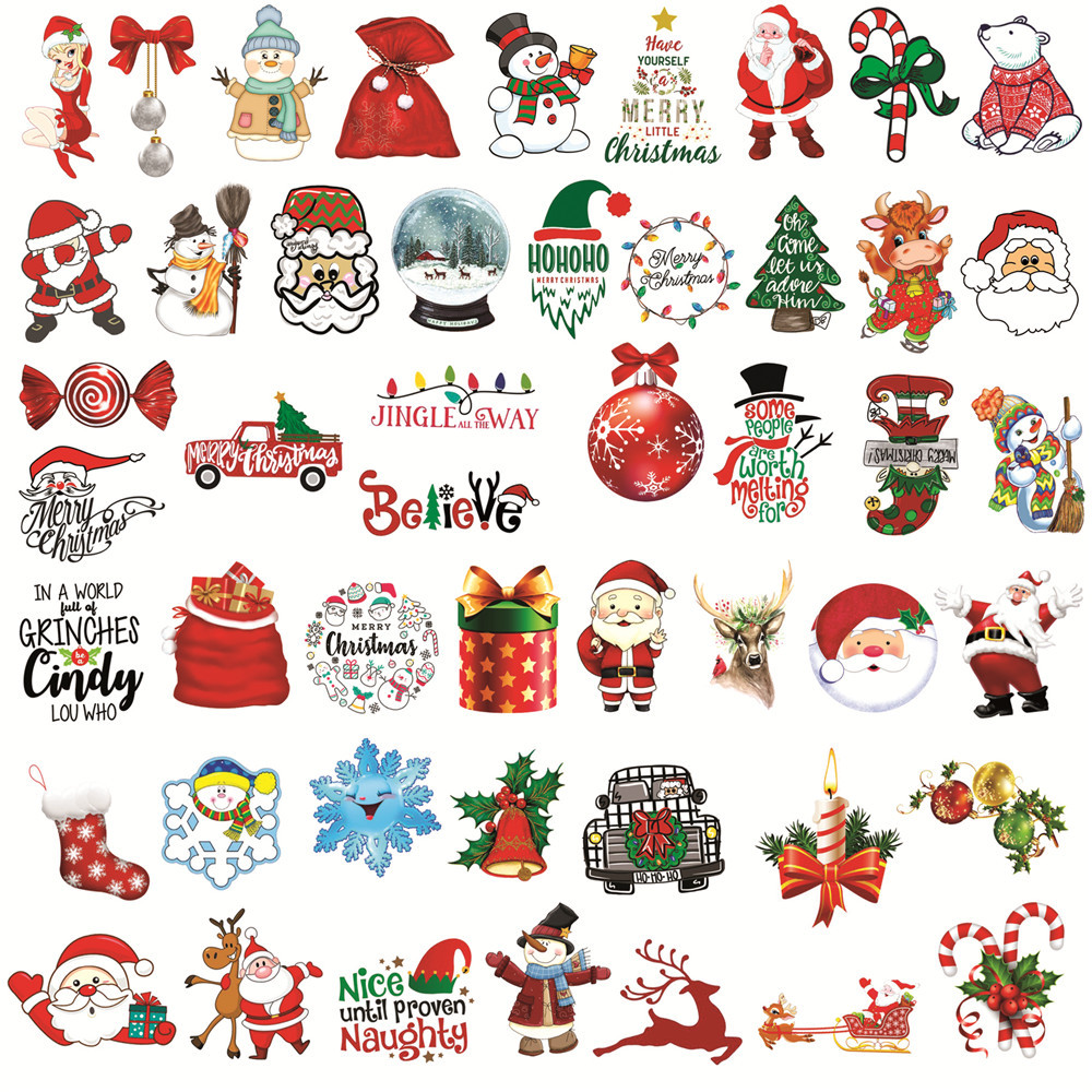 Pegatinas Decorativas De Dibujos Animados Bonitos Navidad Santa Claus Graffiti Colorido 50pcs display picture 2
