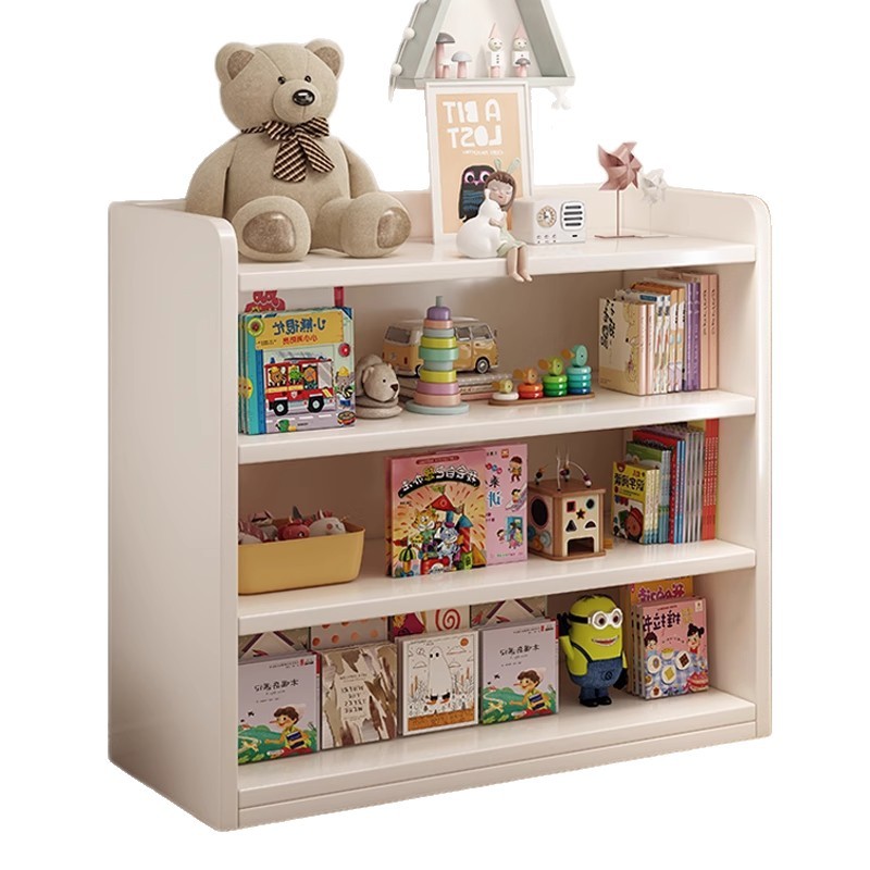 Estante para libros ilustrados de madera maciza Estante para niños Área de lectura para el hogar Estante de almacenamiento de juguetes Estante para libros para bebés Estante de almacenamiento simple Gabinete bajo