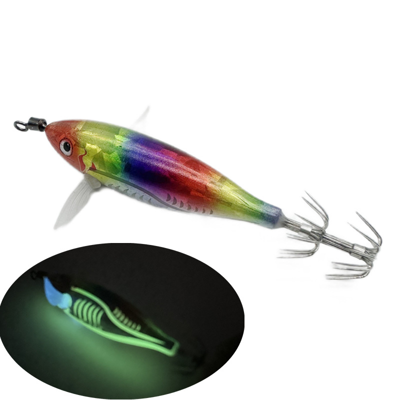 5,5G Camarón horizontal luminoso Egi camarón de madera camarón de vientre redondo cebo falso venta al por mayor gancho de explosión gancho de calamar camarón de madera cebo duro