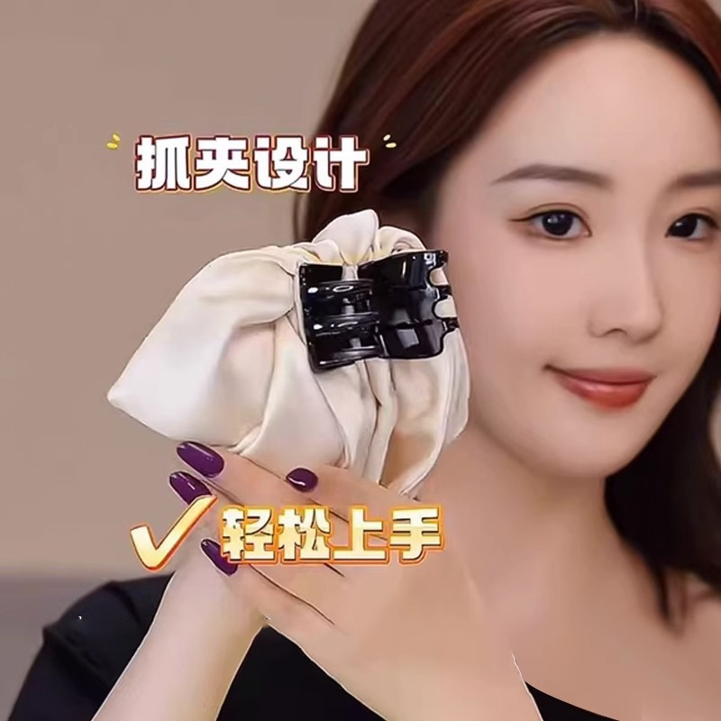 フレンチレトロなソリッドカラーのリボンクリップ、小さなサメクリップ、ハーフタイヘアクリップ、気質、多用途の女の子のヘアアクセサリー|undefined