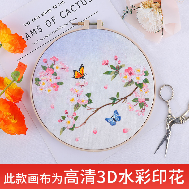 Fan de bordado DIY grupo de bordado manual auto bordado material de principiantes paquete de bordado antiguo su cinta de bordado Fan bordado