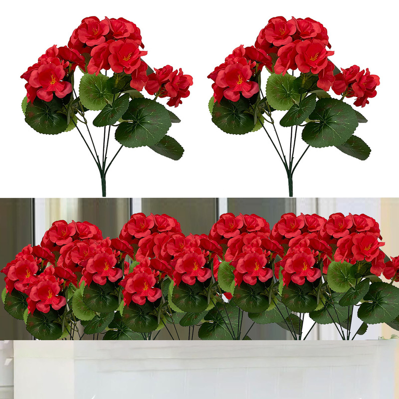 模擬国境を越えたベゴニアの花 diy ホームリビングルームの装飾ゼラニウム人工造花牧歌的な花の小道具と装飾品|undefined