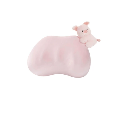 Waist support – Plaid Car Cushion - plush-simple-memory-foam-headrest-pink-piggy-sticker
