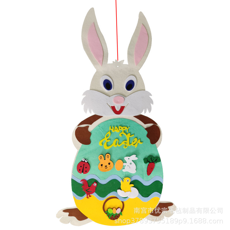 Transfronterizo Amazon niños bricolaje hecho a mano conejo de fieltro Pascua decoración fieltro blanco y negro conejo lindo