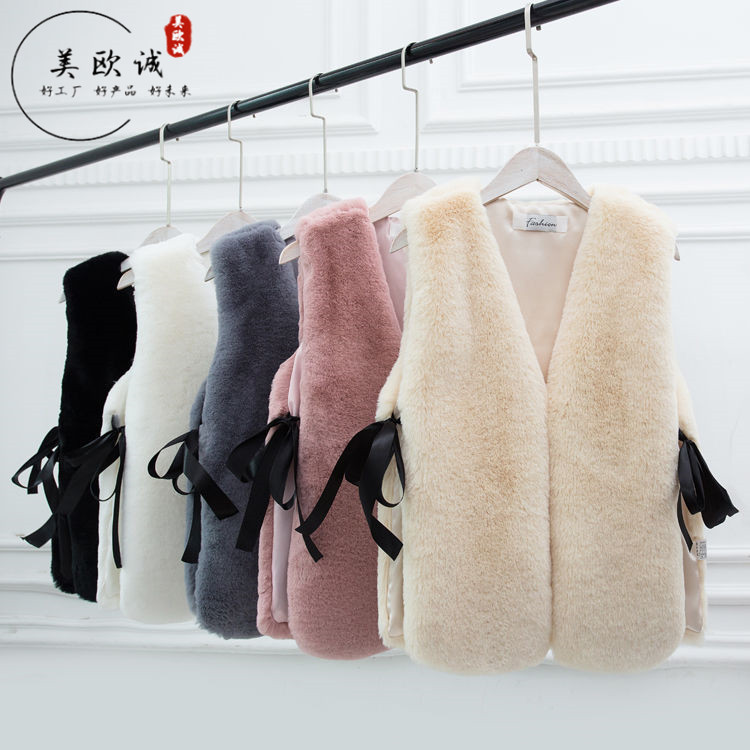 Women's faux fur vest short 2022 new autumn and winter vest Korean style slimming waistcoat mink fur vest coat