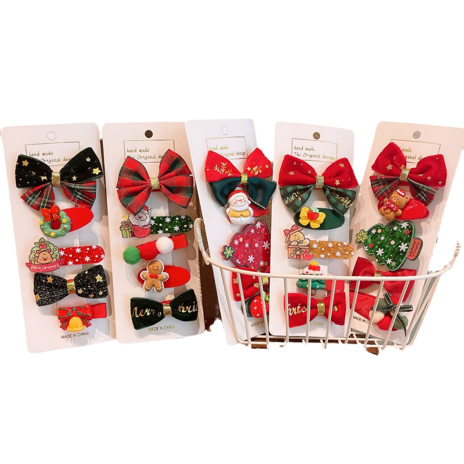 2024 nuevo clip de pelo infantil de Navidad arco rojo tarjeta de pelo niña muñeco de nieve vestido de vacaciones decoración de pelo