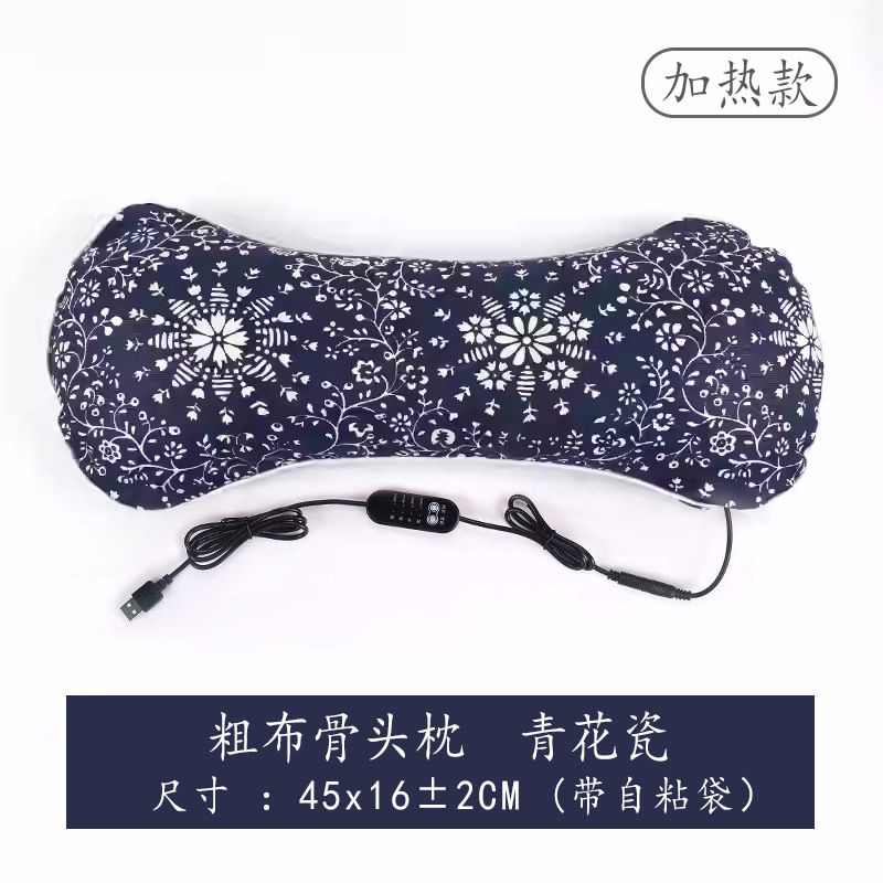 Coarse cloth heated bone pillow blue and white porcelain