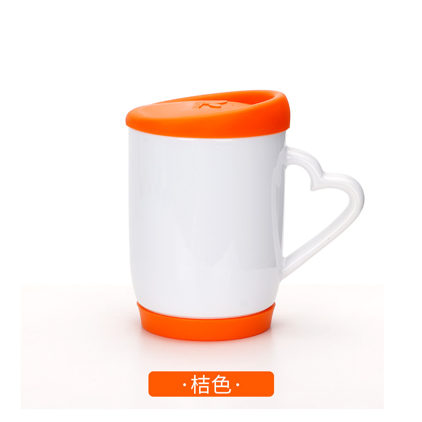 Taza blanca de transferencia de calor Taza con tapa de silicona Diy Taza de impresión personalizada Taza publicitaria Taza de cerámica en blanco