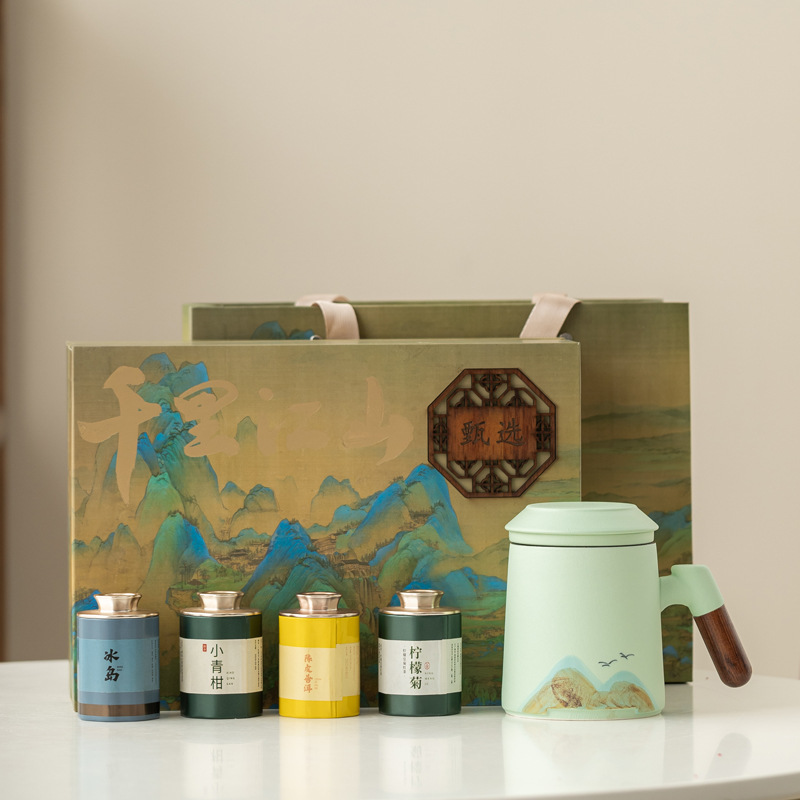 Taza de cerámica de tres piezas juego de regalos de negocios aniversario de la compañía PR regalos de mano logotipo tallado