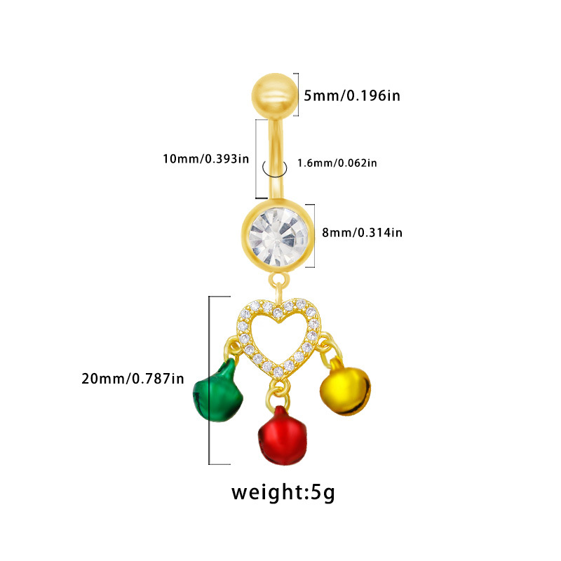 Anelli per albero di Natale, orecchini a campana e gioielli per piercing all'ombelico, nuovi e creativi, provenienti da Europa e America, venduti all'ingrosso._voghion.com